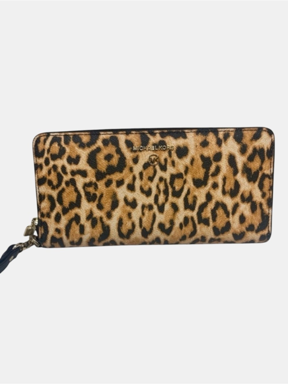 Michael Kors Continental Zip WalletWristlet Cheetah/Leopard Print Marigold Black - Picture 2 of 6